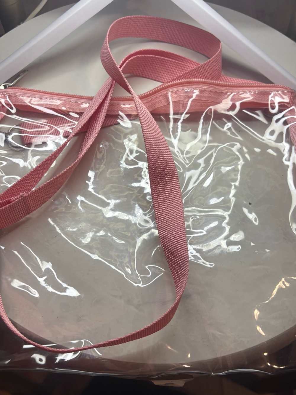 Clear Pink Crossbody Bag with Adjustable Strap